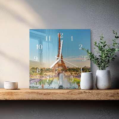 Glass wall clock square Paris