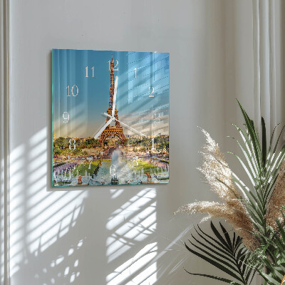Glass wall clock square Paris