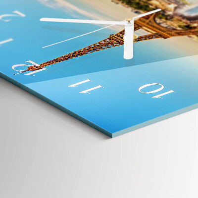 Glass wall clock square Paris