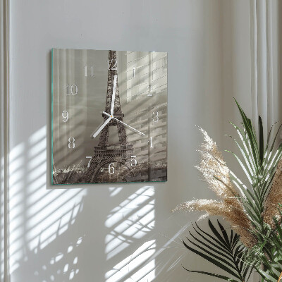 Glass clock square Eiffel tower