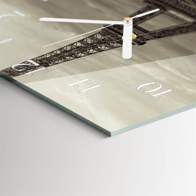 Glass clock square Eiffel tower
