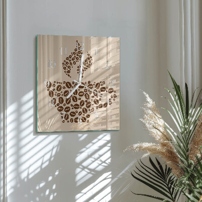 Glass wall clock square Coffee
