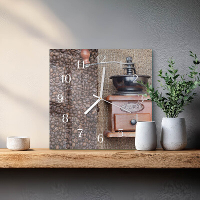 Square kitchen clock Coffee grinder