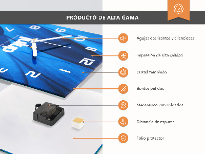 Glass clock square Roses