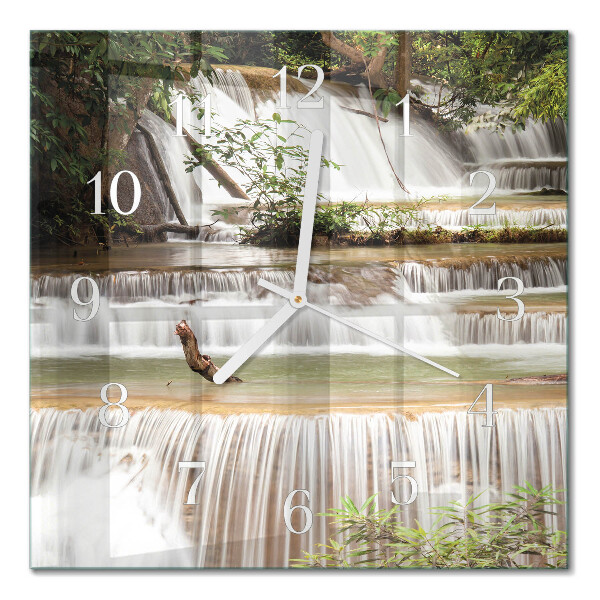 Glass wall clock square Cascade