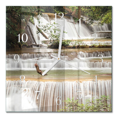 Glass wall clock square Cascade