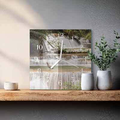 Glass wall clock square Cascade