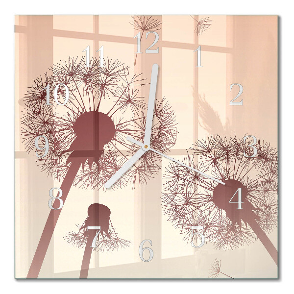 Glass clock square Dandelion