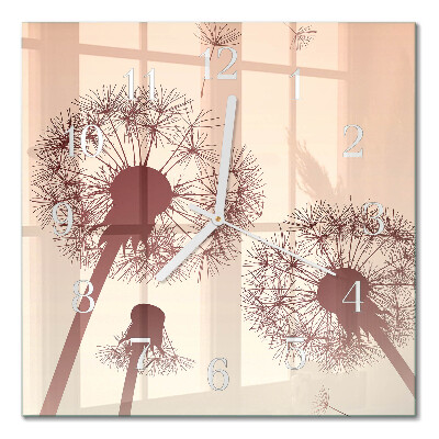 Glass clock square Dandelion