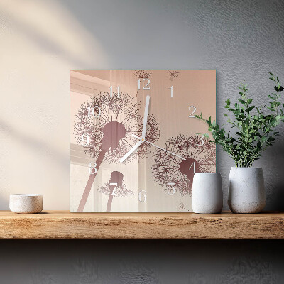 Glass clock square Dandelion