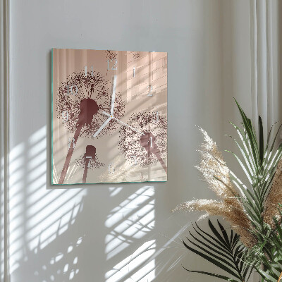 Glass clock square Dandelion