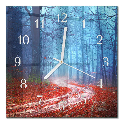 Glass clock square Forest path
