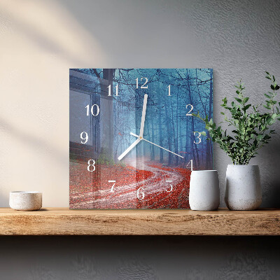 Glass clock square Forest path