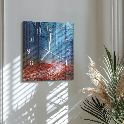 Glass clock square Forest path
