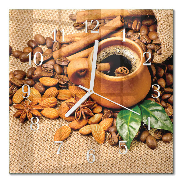 Square wall clock Cinnamon almonds