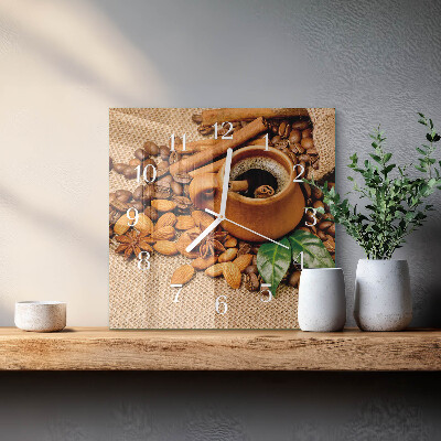 Square wall clock Cinnamon almonds