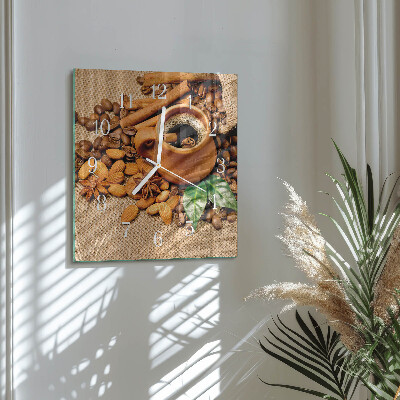 Square wall clock Cinnamon almonds