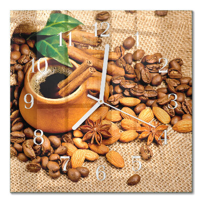 Glass wall clock square Cinnamon almonds