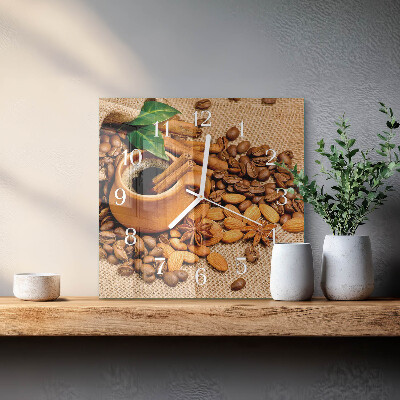 Glass wall clock square Cinnamon almonds