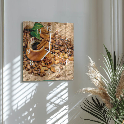 Glass wall clock square Cinnamon almonds