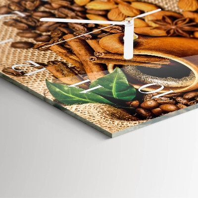 Glass wall clock square Cinnamon almonds