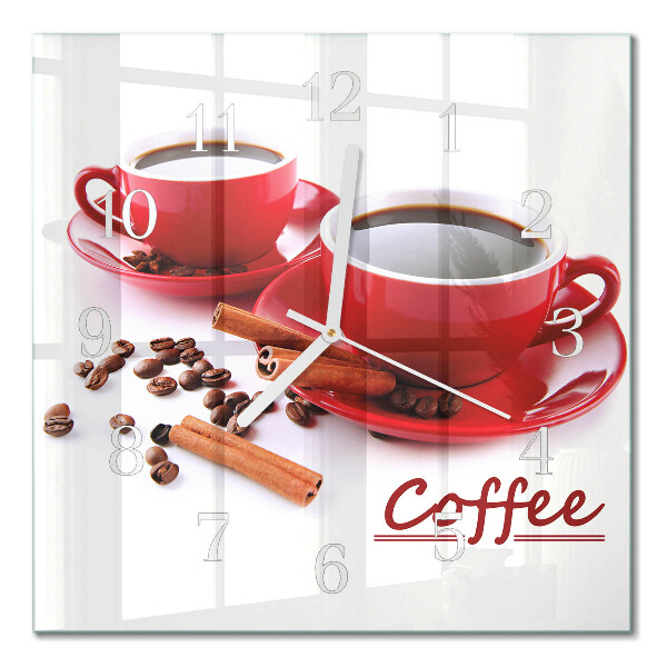 Glass clock square A cup of coffee