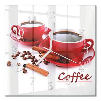 Glass clock square A cup of coffee