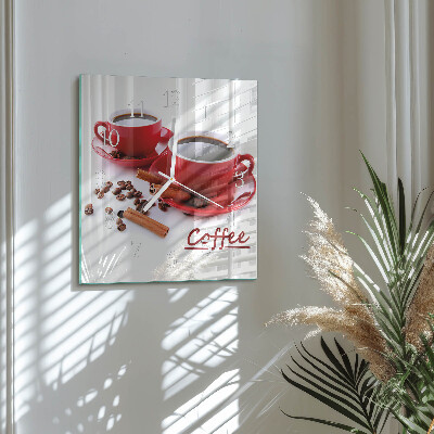 Glass clock square A cup of coffee