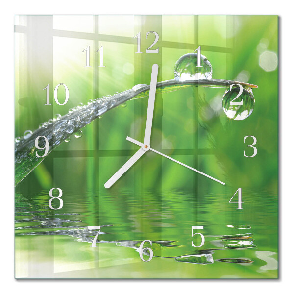 Square wall clock Dew drops