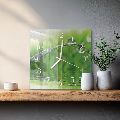 Square wall clock Dew drops