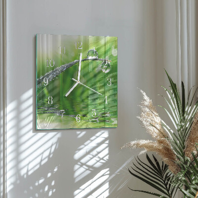 Square wall clock Dew drops