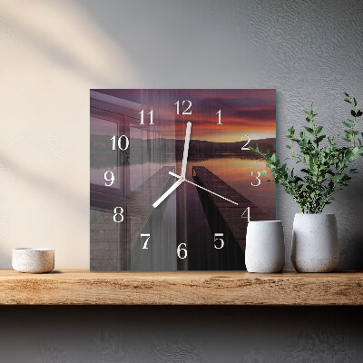 Square kitchen clock Sunset
