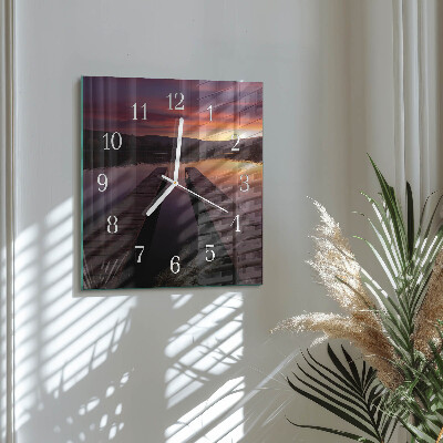 Square kitchen clock Sunset
