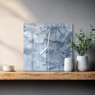 Glass clock square Snowflakes