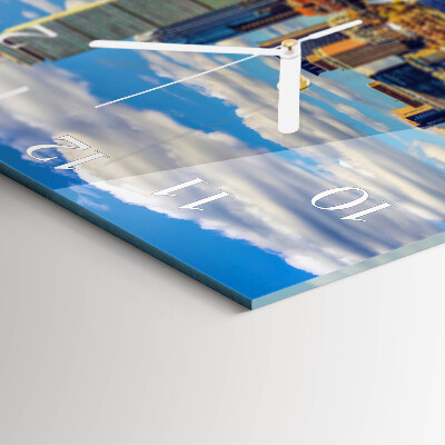 Glass clock square Sailboats