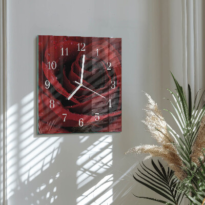 Glass wall clock square Rose