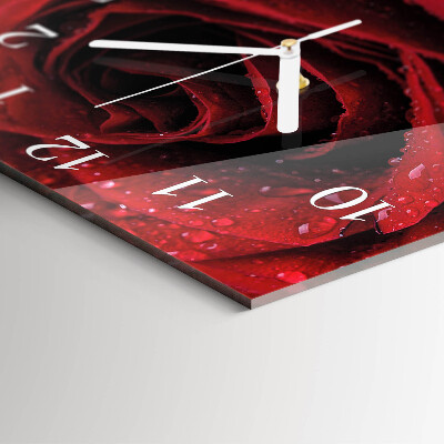 Glass wall clock square Rose