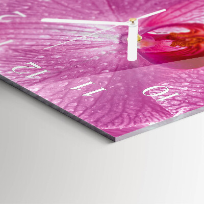 Glass clock square Orchid