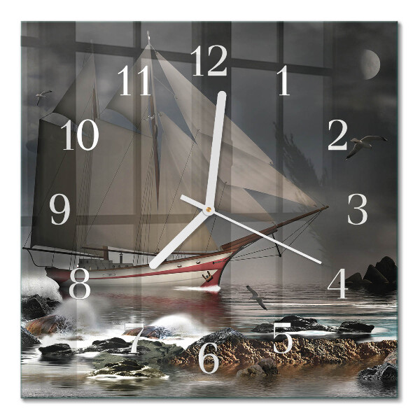 Square wall clock Sailboat