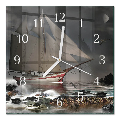 Square wall clock Sailboat