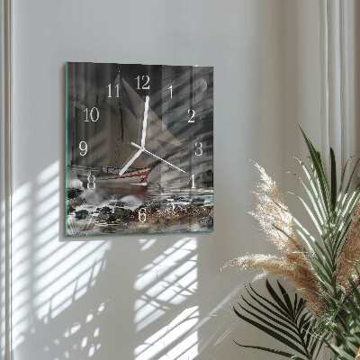 Square wall clock Sailboat