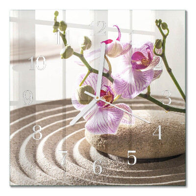Glass wall clock square Sand orchid