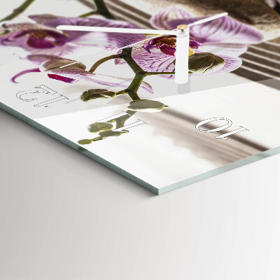 Glass wall clock square Sand orchid
