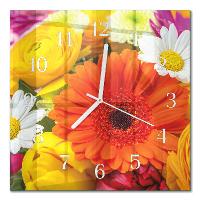 Square kitchen clock Flowers