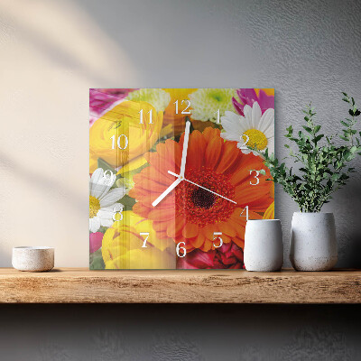 Square kitchen clock Flowers