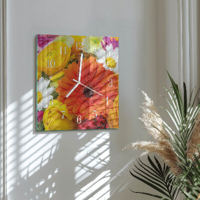 Square kitchen clock Flowers