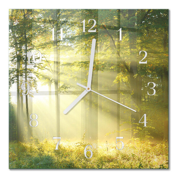 Glass clock square Forest