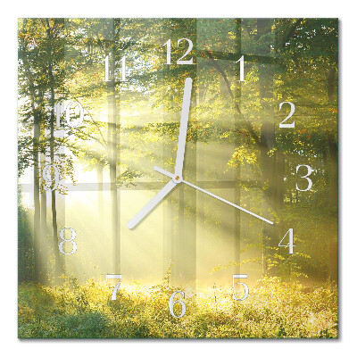 Glass clock square Forest