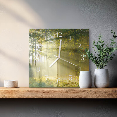 Glass clock square Forest