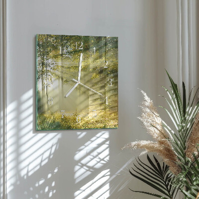 Glass clock square Forest